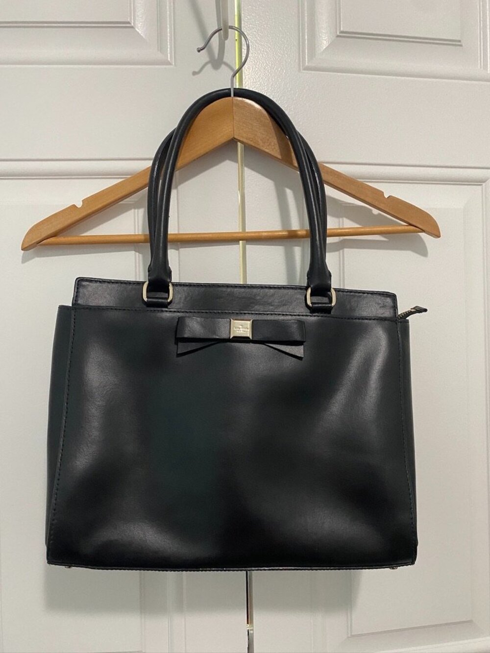 Kate Spade Montford Park Jovie Black Leather Bow Handbag Purse Satchel